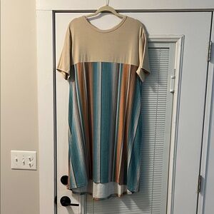 Crazy Train Tan Short Sleeve Dress